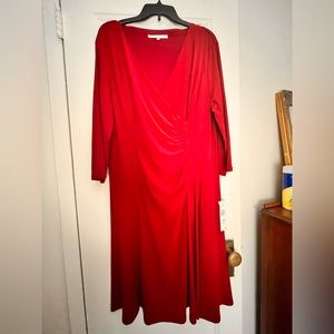 Evan Picone Red long sleeve plus sized evening dress